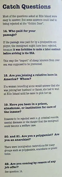 Ellis Island questions