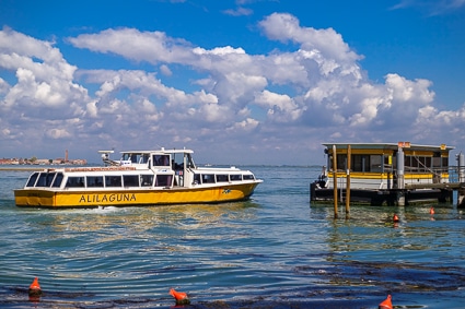 Alilaguna Linea Blu airport boat at Bacini water bus stop.
