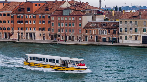 Alilaguna water bus on Giudecca Canal, Venice.