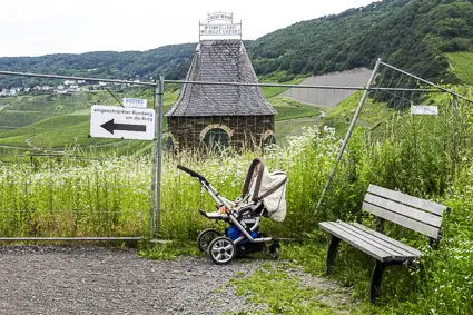 Bench and stroller at Burg Landshut, Bernkastel-Kues