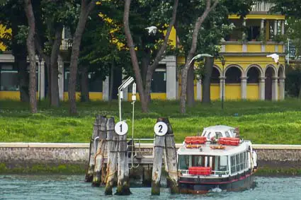 Moored vaporetto near Sant'Elena