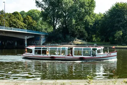 Sightseeing boat between Binnenalster and Außenalster, Hamburg