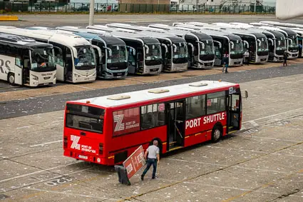 Shuttle bus and tour buses in Port of Zeebrugge