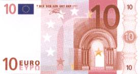 front of euro banknote