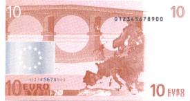 back of euro banknote