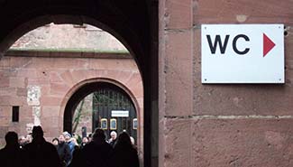 Heidelberg Castle entrance and WC sign