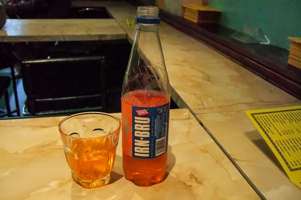 Irn-Bru bottle in Edinburgh, Scotland.