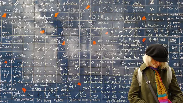 'I love you' or 'Je t'aime' wall in Montmartre, Paris.