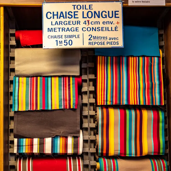 Need fabric for your lawn chairs? Visit the Dreyfus store at the Marché Saint-Pierre in Montmartre.