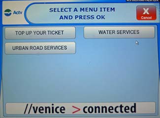ACTV transportation services screen