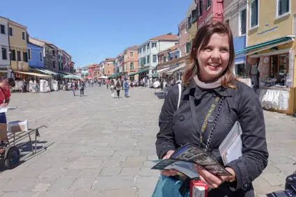 Silvia Zanella in Burano's business district