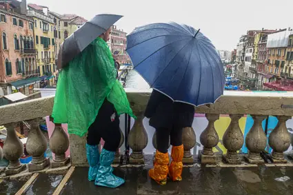 Rialto Bridge on a rainy day