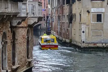 Ambulance in Venice canal