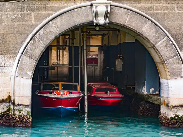 Fireboats of the Vigili del Fuoco, or Fire Department, in Venice, Italy.