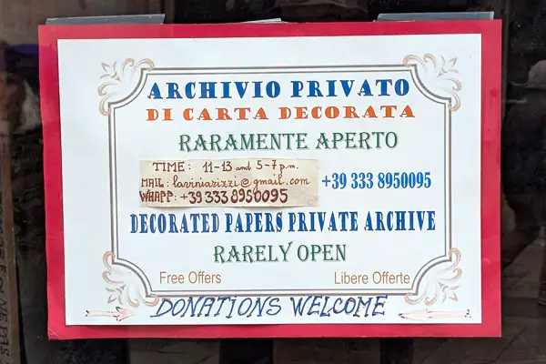 Sign in a Venice shop window.