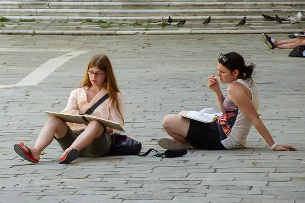 Art students in Venice, Italy.