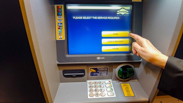 Euronet ATM select service screen