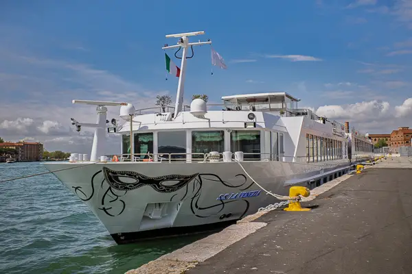 Uniworld's SS VENEZIA moored in Venice, Italy.