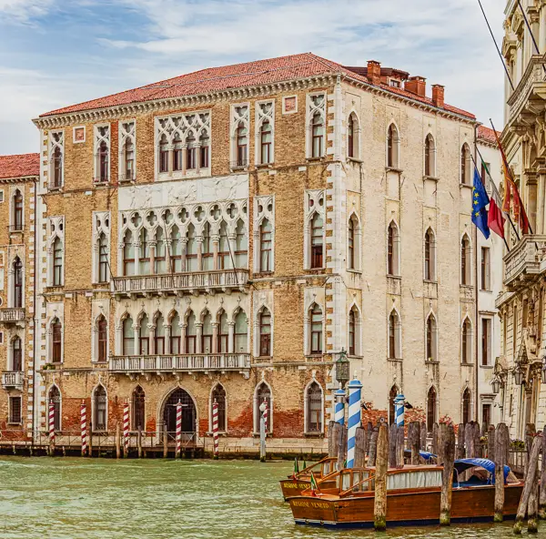 Ca' Foscari, the seat of Ca' Foscari University, faces the Grand Canal in Venicee, Italy.
